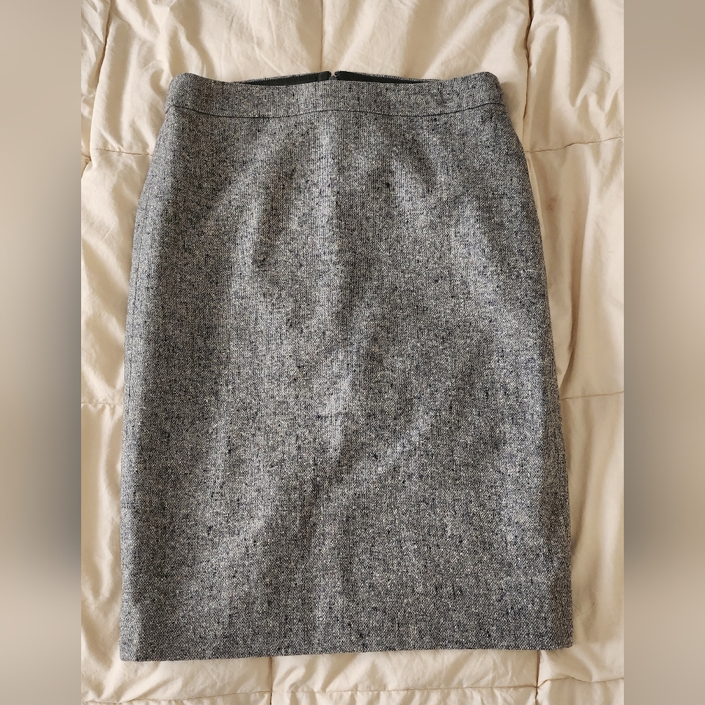 J Crew Wool/Silk Gray Pencil Skirt NWT